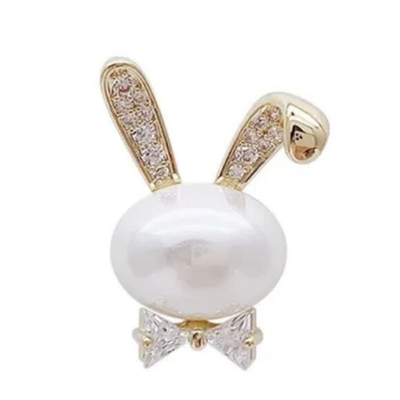 NEW MR RABBIT BOWTIE PEARL & CUBIC ZIRCONIA STUD EASTER EARRINGS - Picture 6 of 11